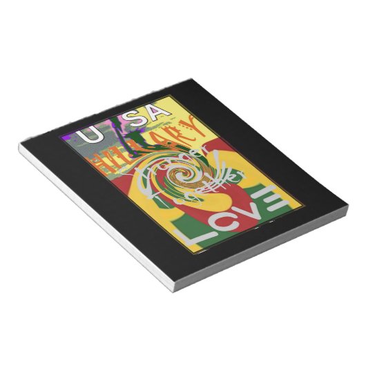 Rasta Kleuren Rood Gouden Groen Hillary Art Print Notitieblok (Schuin)