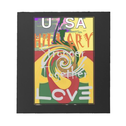 Rasta Kleuren Rood Gouden Groen Hillary Art Print Notitieblok (Voorkant)