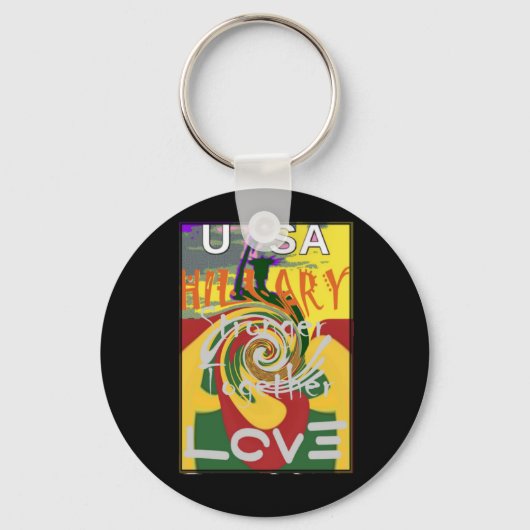 Rasta Kleuren Rood Gouden Groen Hillary Art Print Sleutelhanger (Voorkant)