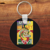 Rasta Kleuren Rood Gouden Groen Hillary Art Print Sleutelhanger (Voorkant)
