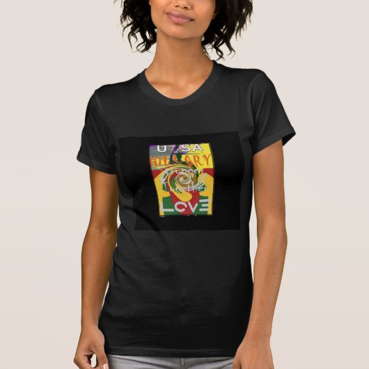 Rasta Kleuren Rood Gouden Groen Hillary Art Print T-shirt (Voorkant)