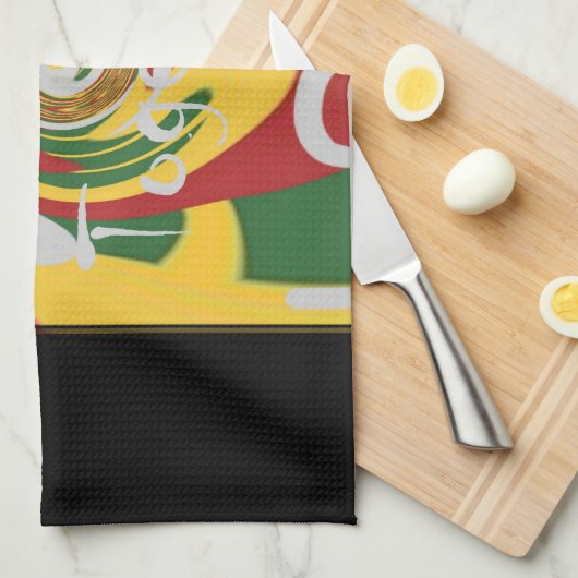 Rasta Kleuren Rood Gouden Groen Hillary Art Print Theedoek (Quarter Fold)