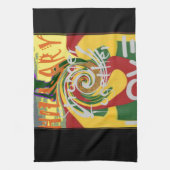Rasta Kleuren Rood Gouden Groen Hillary Art Print Theedoek (Verticaal)