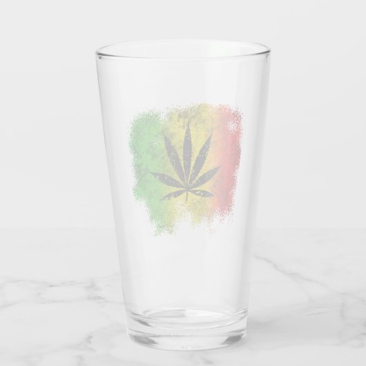 Rasta Leaf Jamaican Grunge Glas (Achterkant)