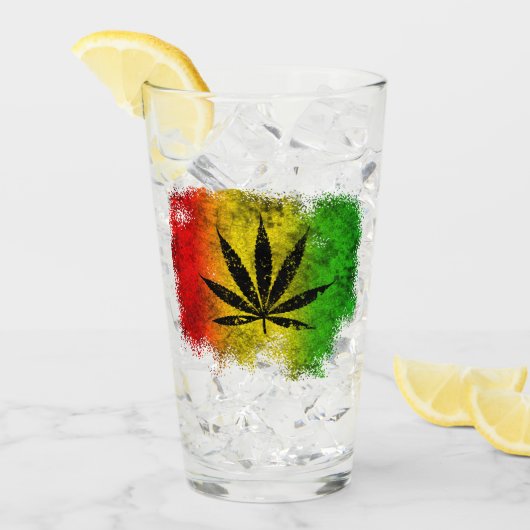 Rasta Leaf Jamaican Grunge Glas (Voorkant ijs)