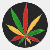 Rasta Leaf Ronde Sticker (Voorkant)