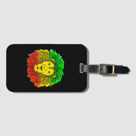 Rasta leeuw hoofd rood geel groen tekening Jamaica Bagagelabel (Voorkant (horizontaal))