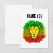 Rasta leeuw hoofd rood geel groen tekening Jamaica Bedankkaart (Voorkant / Achterkant)