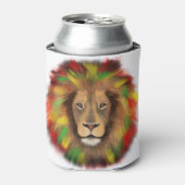 Rasta leeuw hoofd rood geel groen tekening Jamaica Blikjeskoeler (Blikje Voorkant)