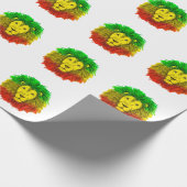 Rasta leeuw hoofd rood geel groen tekening Jamaica Cadeaupapier (Hoek)