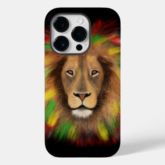 Rasta leeuw hoofd rood geel groen tekening Jamaica Case-Mate iPhone Case (Achterkant)