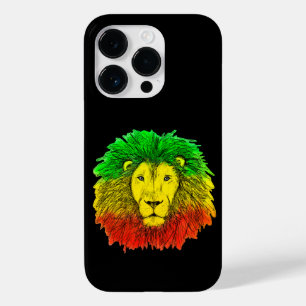 Rasta leeuw hoofd rood geel groen tekening Jamaica Case-Mate iPhone 14 Pro Hoesje