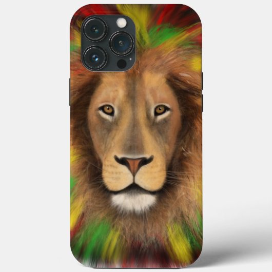 Rasta leeuw hoofd rood geel groen tekening Jamaica Case-Mate iPhone Case (Achterkant)
