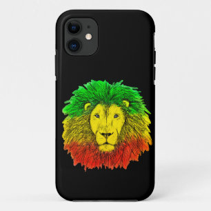 Rasta leeuw hoofd rood geel groen tekening Jamaica Case-Mate iPhone Case