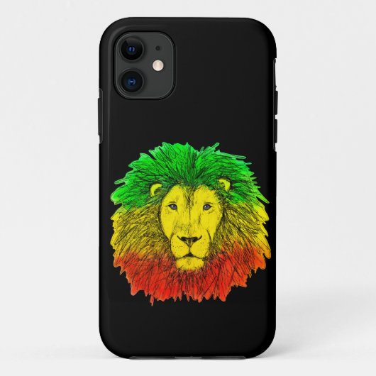 Rasta leeuw hoofd rood geel groen tekening Jamaica Case-Mate iPhone Case (Achterkant)