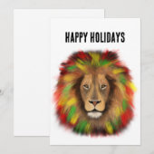 Rasta leeuw hoofd rood geel groen tekening Jamaica Feestdagenkaart (Voorkant / Achterkant)