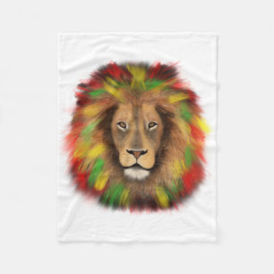 Rasta leeuw hoofd rood geel groen tekening Jamaica Fleece Deken