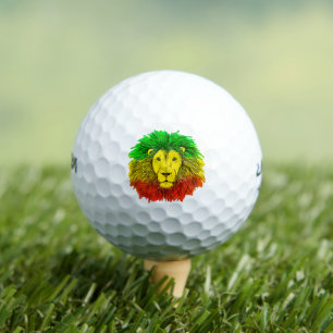Rasta leeuw hoofd rood geel groen tekening Jamaica Golfballen