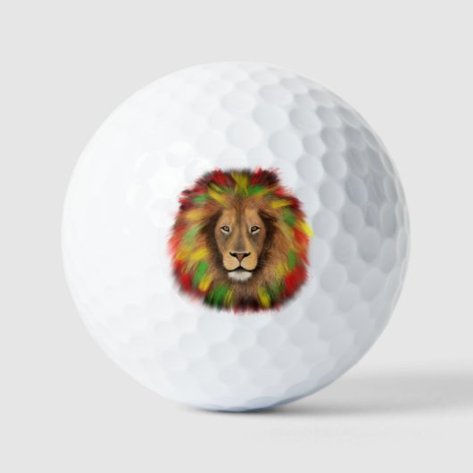 Rasta leeuw hoofd rood geel groen tekening Jamaica Golfballen (Voorkant)