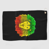 Rasta leeuw hoofd rood geel groen tekening Jamaica Golfhanddoek (Horizontaal)