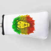Rasta leeuw hoofd rood geel groen tekening Jamaica Golfheadcover (Voorkant)