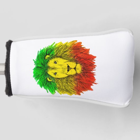 Rasta leeuw hoofd rood geel groen tekening Jamaica Golfheadcover (Voorkant)