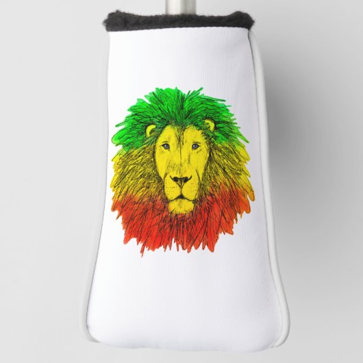 Rasta leeuw hoofd rood geel groen tekening Jamaica Golfheadcover (Draai 90)
