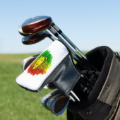 Rasta leeuw hoofd rood geel groen tekening Jamaica Golfheadcover (Insitu)