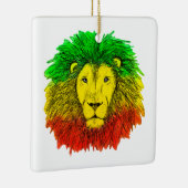 Rasta leeuw hoofd rood geel groen tekening Jamaica Keramisch Ornament (Rechts)