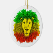 Rasta leeuw hoofd rood geel groen tekening Jamaica Keramisch Ornament (Rechts)