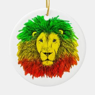 Rasta leeuw hoofd rood geel groen tekening Jamaica Keramisch Ornament