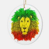 Rasta leeuw hoofd rood geel groen tekening Jamaica Keramisch Ornament (Links)