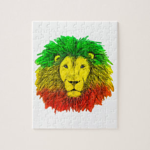 Rasta leeuw hoofd rood geel groen tekening Jamaica Legpuzzel