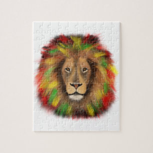 Rasta leeuw hoofd rood geel groen tekening Jamaica Legpuzzel