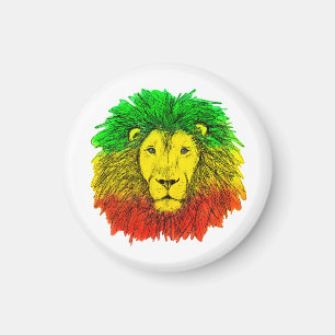 Rasta leeuw hoofd rood geel groen tekening Jamaica Magneet
