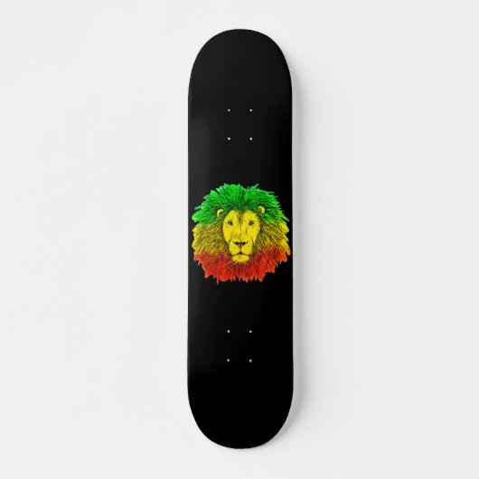 Rasta leeuw hoofd rood geel groen tekening Jamaica Persoonlijk Skateboard (Voorkant)