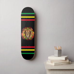 Rasta leeuw hoofd rood geel groen tekening Jamaica Persoonlijk Skateboard
