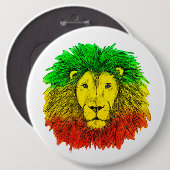 Rasta leeuw hoofd rood geel groen tekening Jamaica Ronde Button 6,0 Cm (Voorkant /achterkant)