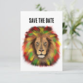 Rasta leeuw hoofd rood geel groen tekening Jamaica Save The Date (Staand voorkant)