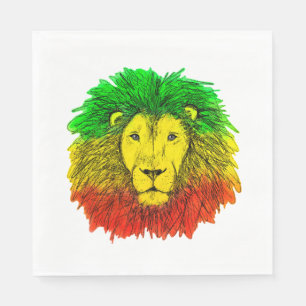 Rasta leeuw hoofd rood geel groen tekening Jamaica Servet