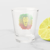 Rasta leeuw hoofd rood geel groen tekening Jamaica Shot Glas (Achterkant)