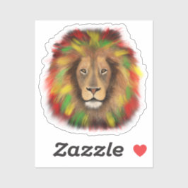Rasta leeuw hoofd rood geel groen tekening Jamaica Sticker