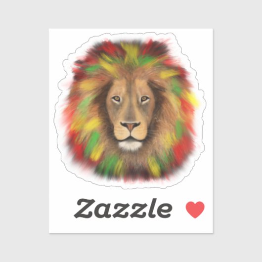 Rasta leeuw hoofd rood geel groen tekening Jamaica Sticker (Vel)