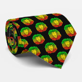 Rasta leeuw hoofd rood geel groen tekening Jamaica Stropdas (Opgerold)