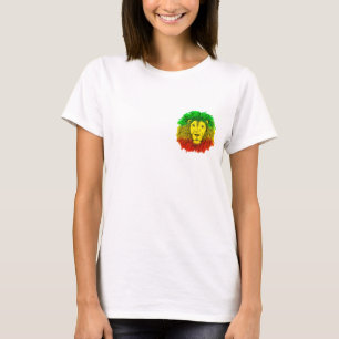 Rasta leeuw hoofd rood geel groen tekening Jamaica T-shirt