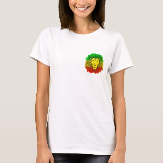 Rasta leeuw hoofd rood geel groen tekening Jamaica T-shirt (Voorkant)