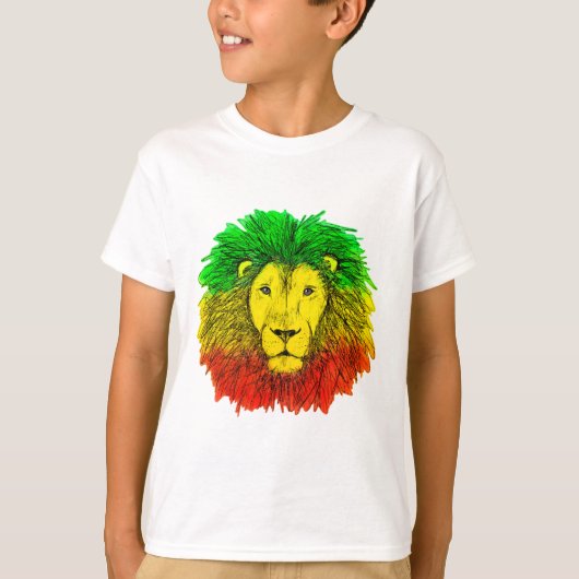 Rasta leeuw hoofd rood geel groen tekening Jamaica T-shirt (Voorkant)