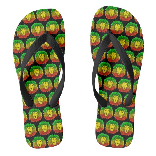 Rasta leeuw hoofd rood geel groen tekening Jamaica Teenslippers (Voetbed)