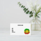 Rasta leeuw hoofd rood geel groen tekening Jamaica Visitekaartje (Staand voorkant)