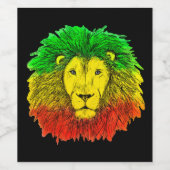 Rasta leeuw hoofd rood geel groen tekening Jamaica Wijn Etiket (Enkel label)